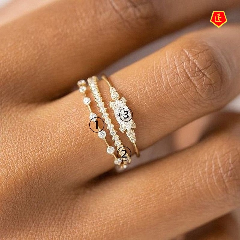 [Ready Stock]Simple Personality 14K Gold Luxury Ring Set