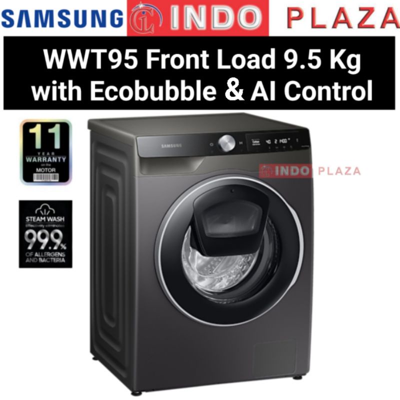 MESIN CUCI SAMSUNG FRONT LOADING  WW95T654DLX 9.5 Kg INVERTER ADD WASH - STEAM - ECO BUBBLE - AI CONTROL