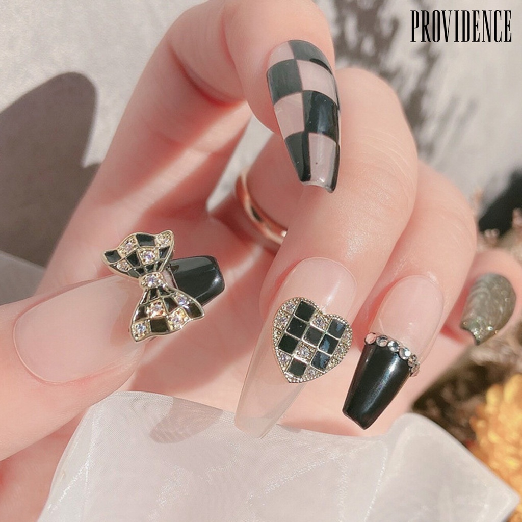 Providence Nail Cubic Zirconia Easily Stick Eye-catching Exquisite Heart Bear Bows Shape Stylish Nail Art Ornament for Nail Beauty