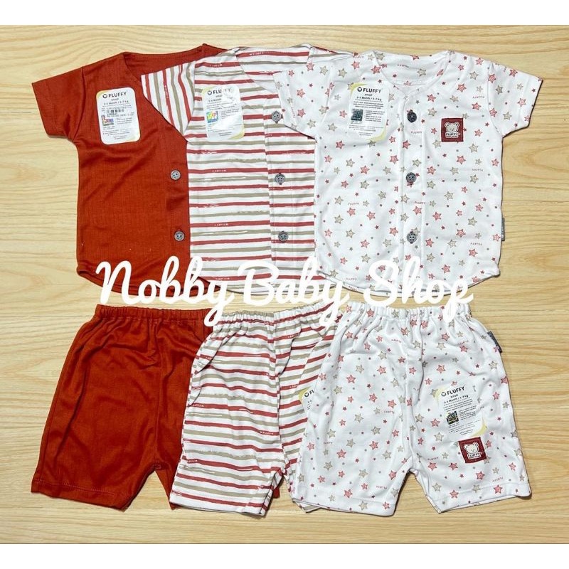 Fluffy Baby Wear Red Star Setelan Baju Pendek SML