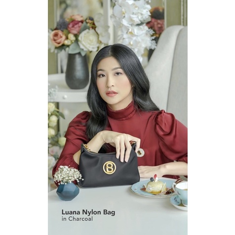LUANA NYLON BAG CHARCOAL BUTTONSCARVES