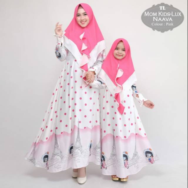Gamis COUPLE Ibu Anak Abu - Pink