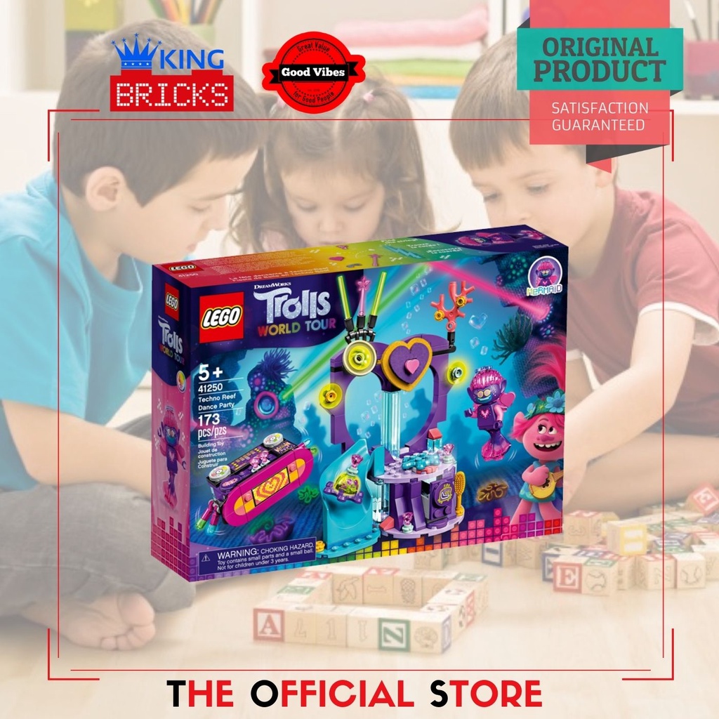 LEGO Original TROLLS 41250 Techno Reef Dance Party - Mainan Anak Edukasi Film Disney Rumah Cooper Wo