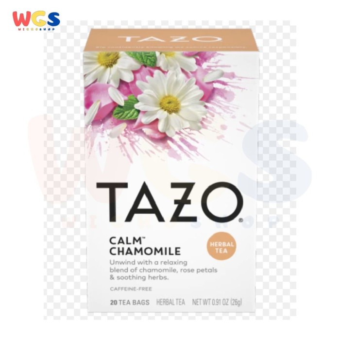 

ORIGINAL MURAH Tazo Herbal Tea Calm Chamomile Rose Petals & Soothing 20 Tea Bags 26g