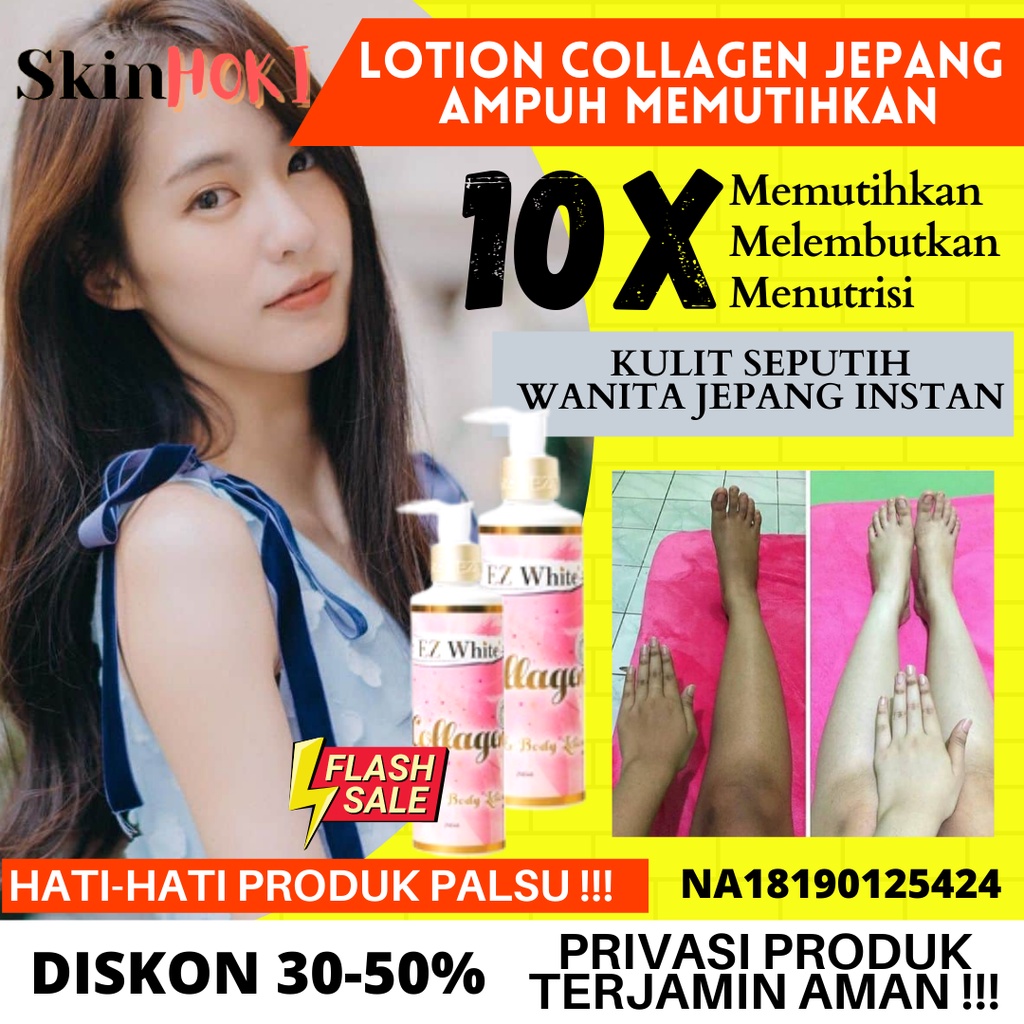 LOTION PEMUTIH WAJAH DAN BADAN PELEMBAB KULIT LOTION EZ WHITE COLLAGEN FACE &amp; BODY 250ML ORIGINAL BPOM