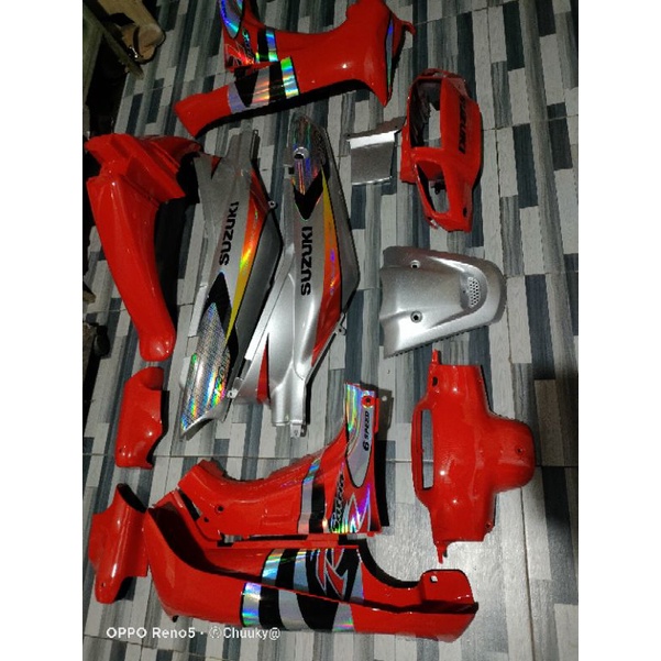 cover body satria lumba merah perak ori sgp