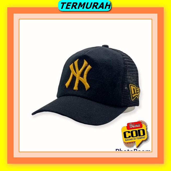 Topi Pria Distro Original Topi Baseball Pria Snapback Jaring Trucker Hat Rapovi White Black Topi Imp