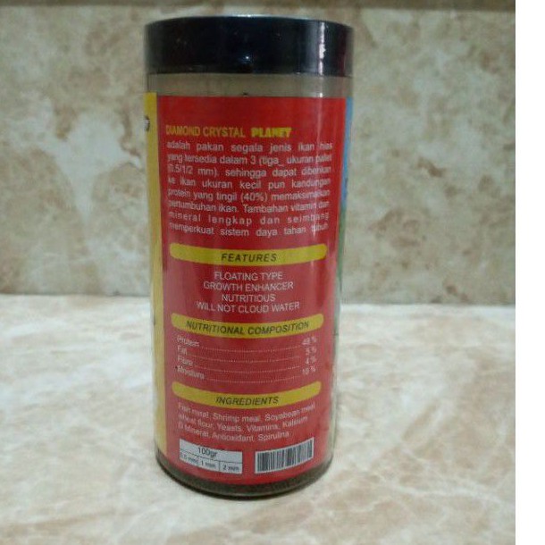 DIAMOND CRYSTAL Makanan Pelet Pakan Ikan Cupang Kecil Hias Guppy 100GR