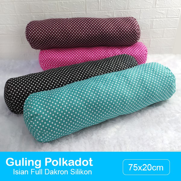 Bantal Guling Tidur Polkadot Bahan Katun Polyester Premium