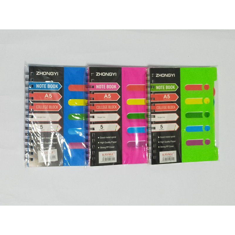 

Note Book A5 Spiral Index ZHONGYI