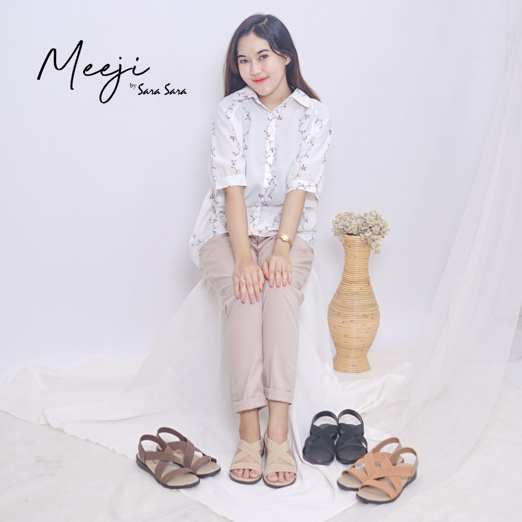 Sara Sara MEEJI Sandal Tali Wanita sepatu sandal cewek sandal flat wanita sandal santai terbaru