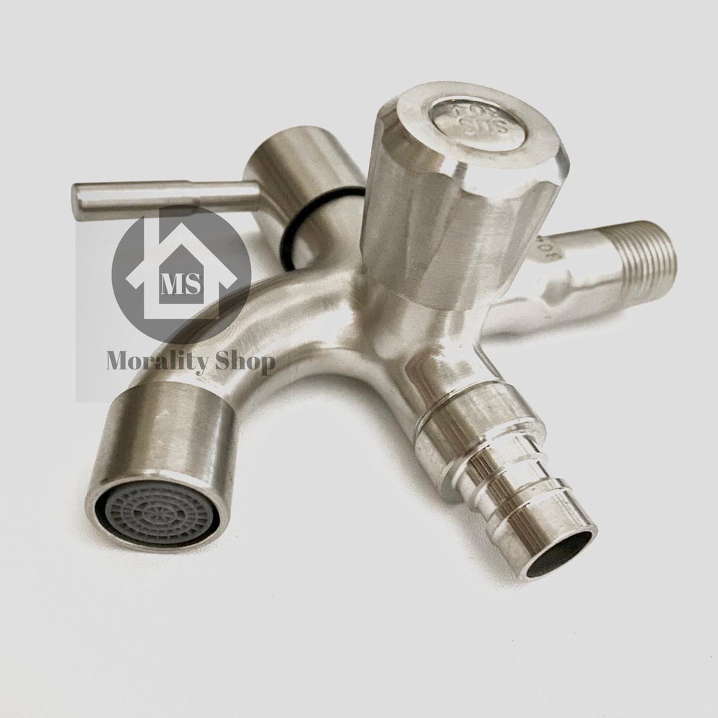 Kran Cabang Stainless 304 tebal Kombinasi 5003/06-Keran Air Shower double K03A/B12