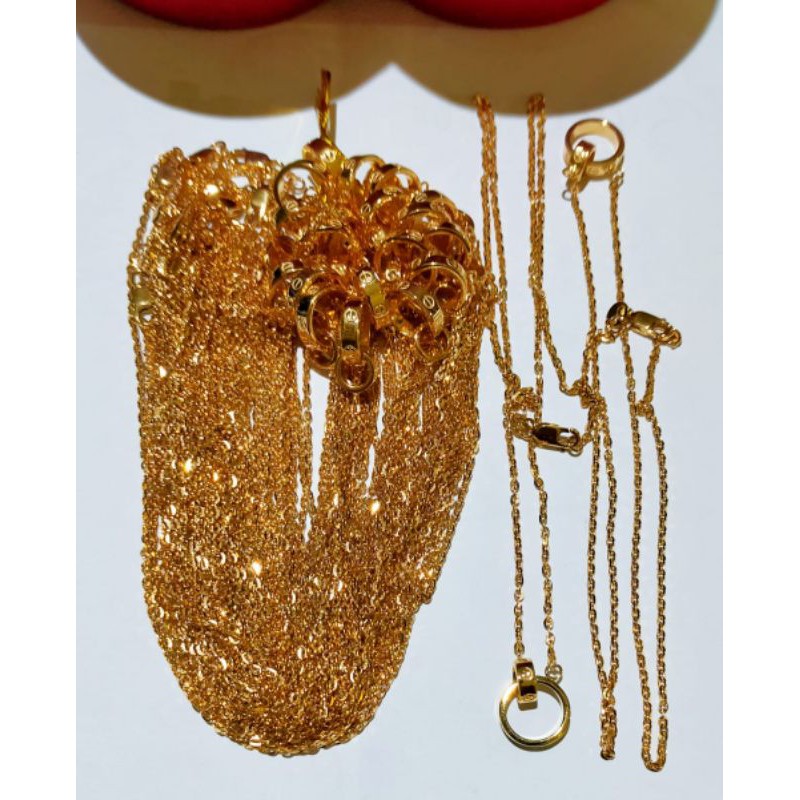 Kalung koye holo ring 2, perak 925, sepuh emas rosegold