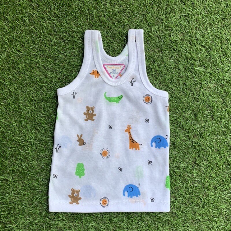 3 PCS SINGLET KUTANG BAYI ANAK FULL PRINT SUNFLOWER