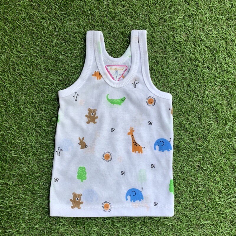 12 pcs Singlet Kutang Bayi Anak Full Print merk Sunflower Per Lusin