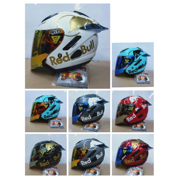 HELM KYT GALAXY FLAT R RED BULL PAKET GANTENG