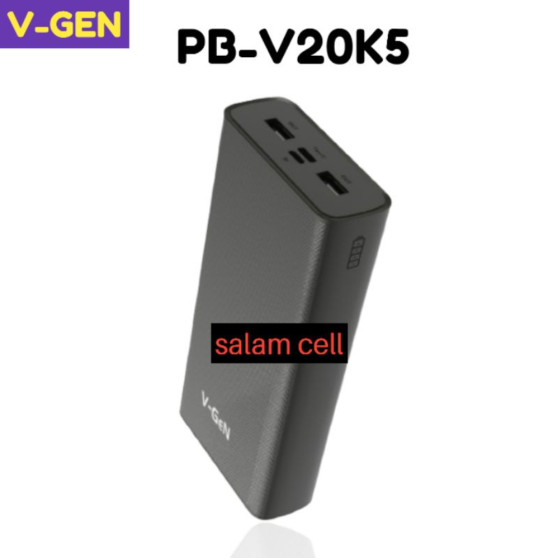 Power bank V-GeN V20K5  20.000mAh Support Type C Input Original Vgen Garansi Resmi