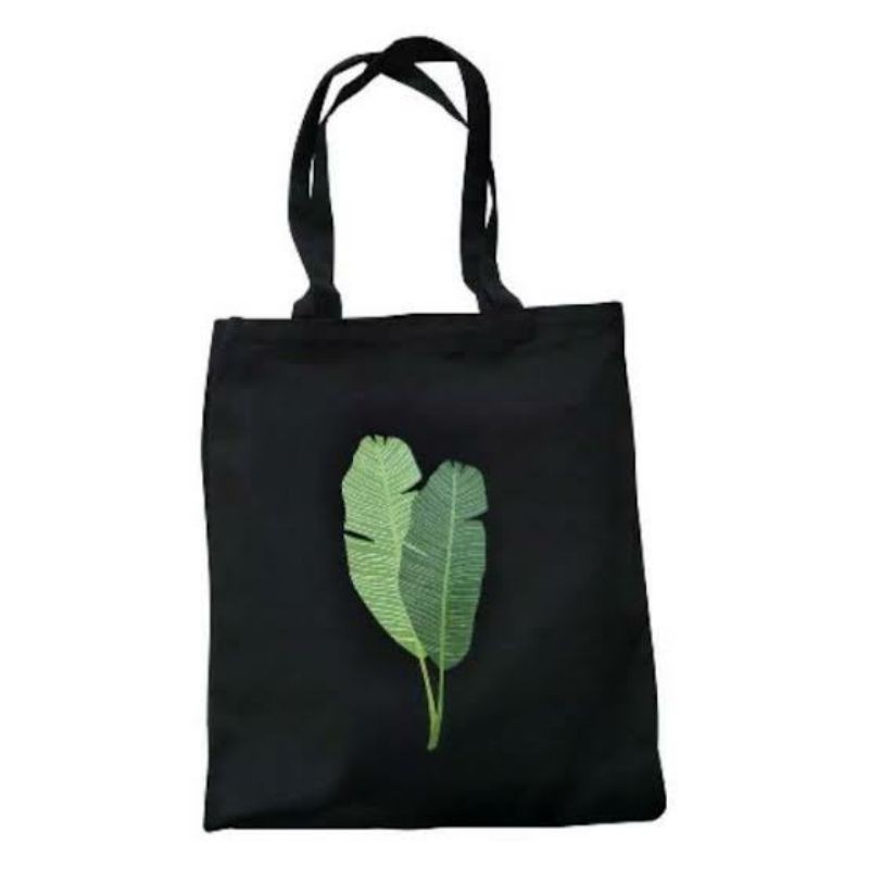 Tote Bag Resleting Tas Kuliah Tas Sekolah Gambar Daun