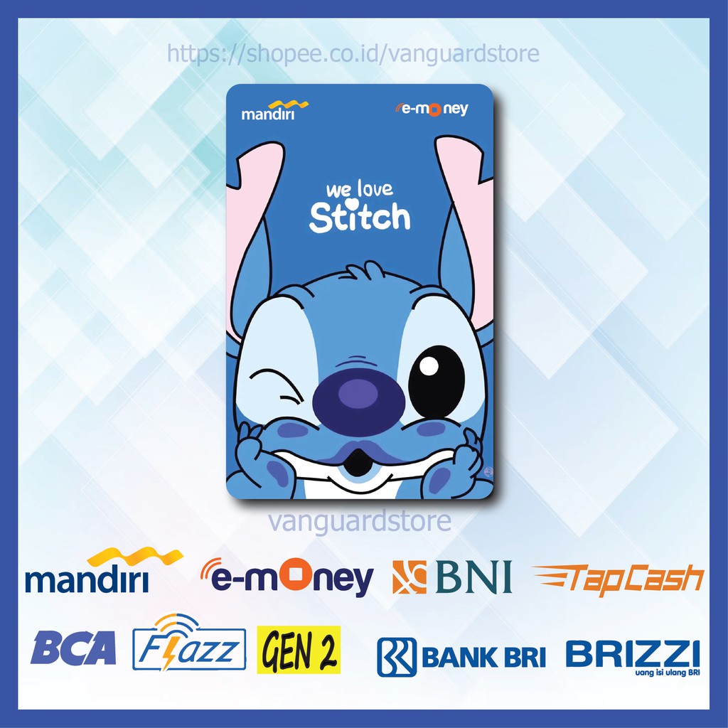 KARTU E MONEY E TOLL LILO AND STITCH  KARTUN MOVIE 11 EMONEY MANDIRI FLAZZ BCA TAPCASH BRIZZI BRI