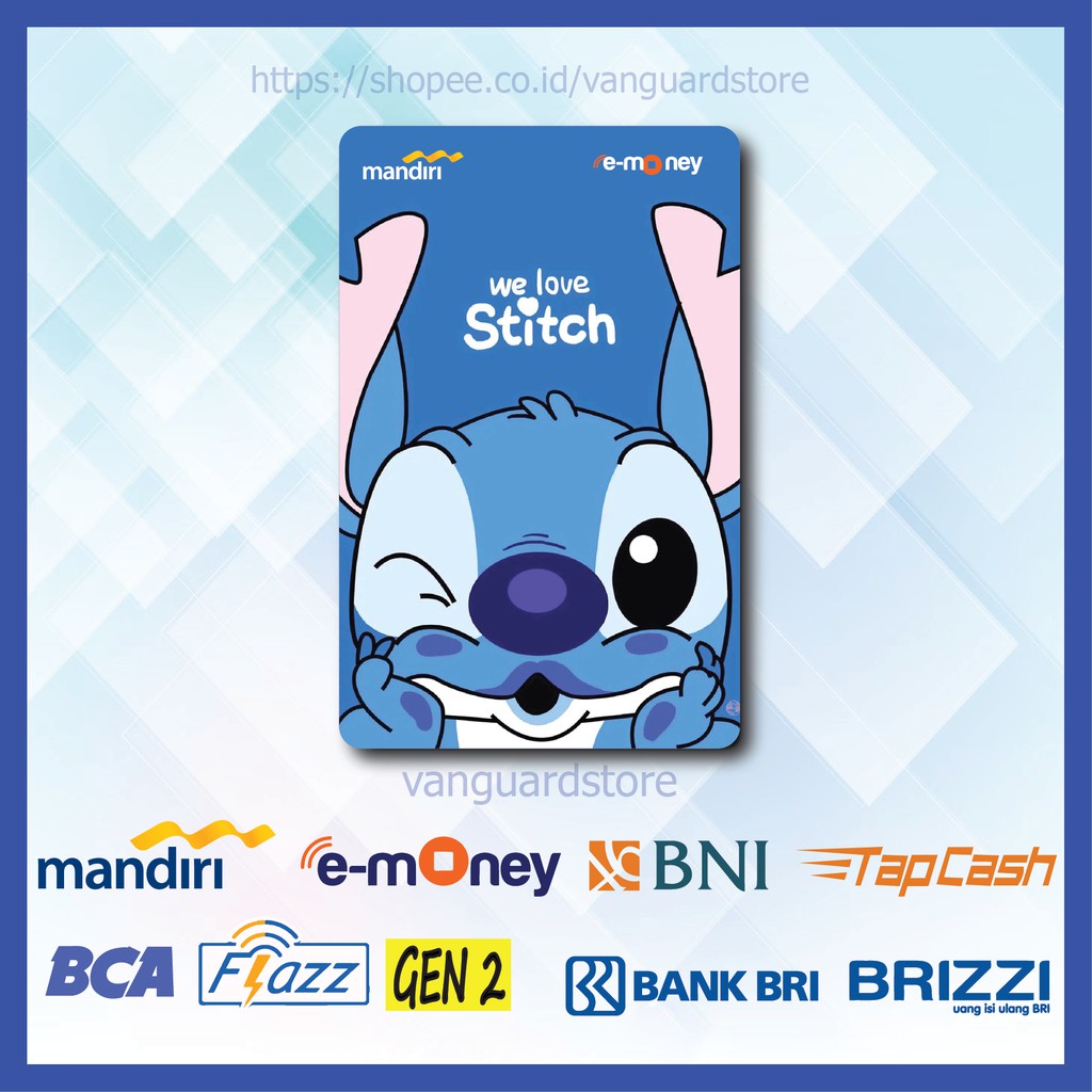 KARTU E MONEY E TOLL LILO AND STITCH  KARTUN MOVIE 11 EMONEY MANDIRI FLAZZ BCA TAPCASH BRIZZI BRI