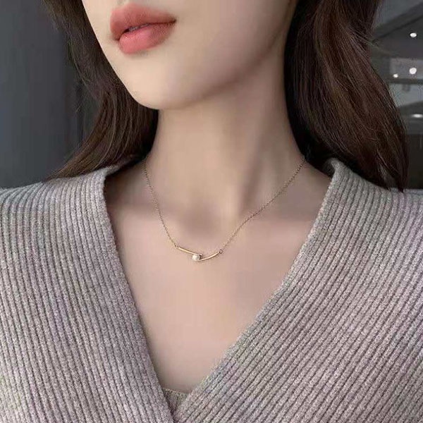 kalung mutiara simpel simple pearl chain necklace jka223 (3F4)