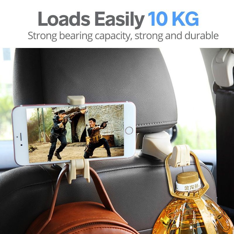 2 In 1 Car Phone Holder Headrest Hook Seat Back Smartphone Stand