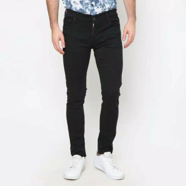 Celana Jeans Panjang Pria Distro Slim Fit Hitam RC Melar Stretch NR_Outfit Official COD