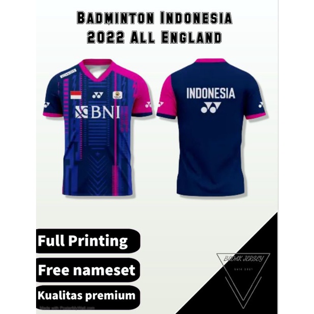 Jersey badminton Indonesia 2022 All England Marcus Kevin Yonex FullPrint