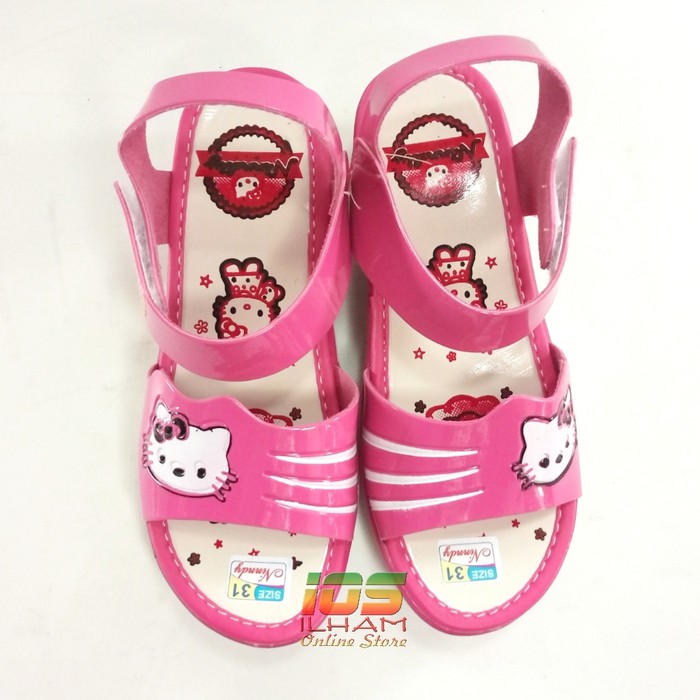 Sandal Let Anak Wedges NINNDY Hello Kitty Hak 4,5cm Size 26-35 Pink