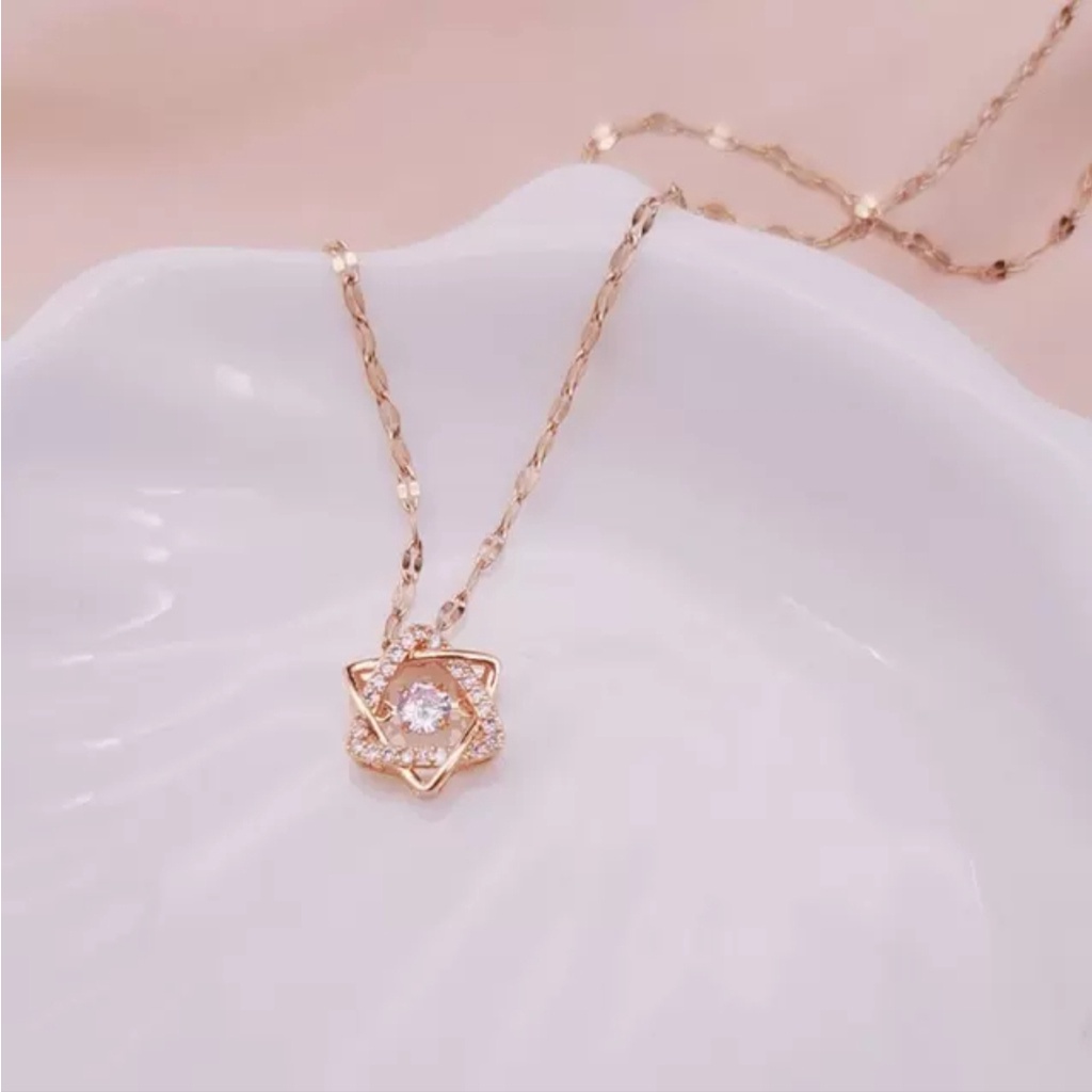 Kalung Titanium Rose Gold Anti Karat Wanita / Kalung Titanium Rantai Rose Gold Wanita