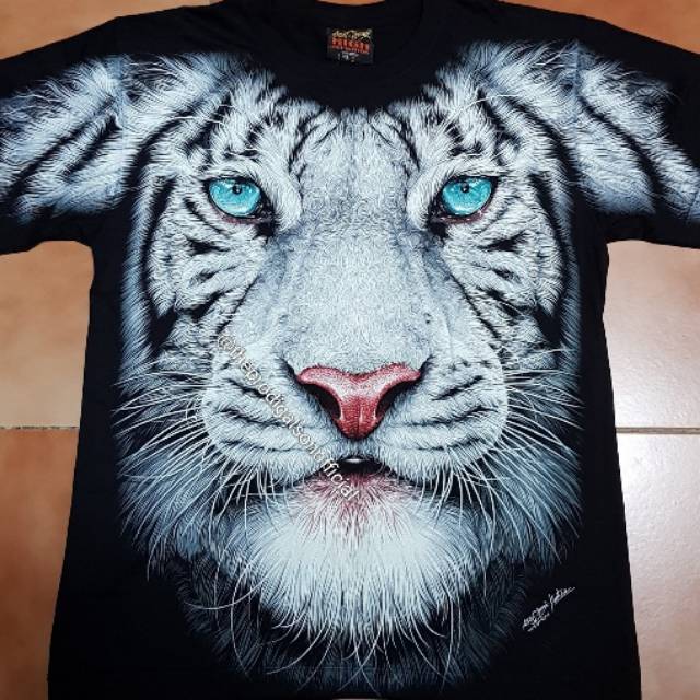 Kaos Import Rock Chang Size XL Harimau Putih Full HD Glow In The Dark