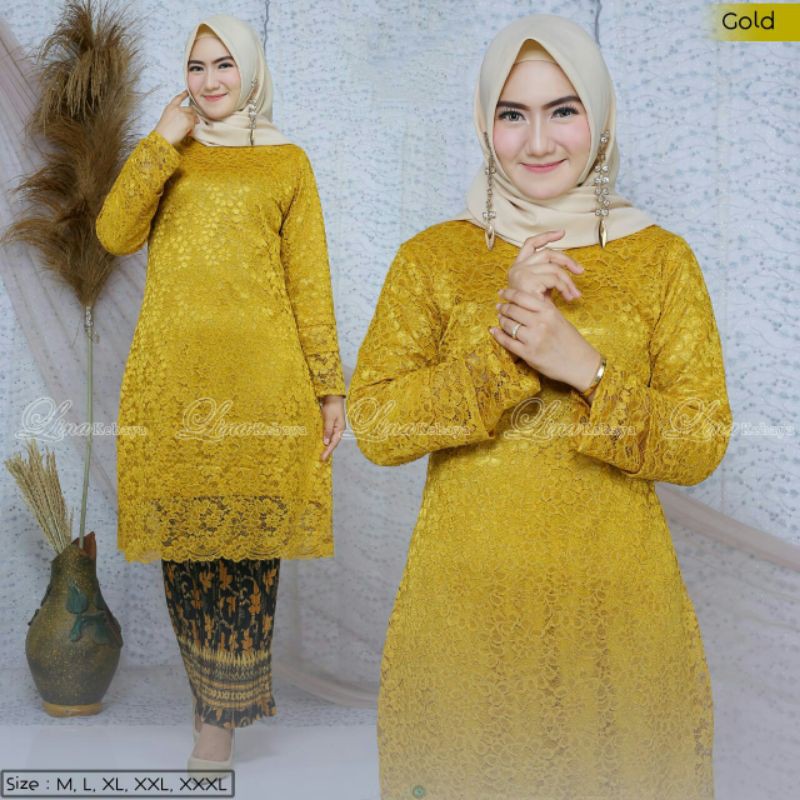 setelan kebaya tunik jumbo ld 120 - 130 / kebaya tunik kinanti / kebaya tunik brokat / tunik kurung