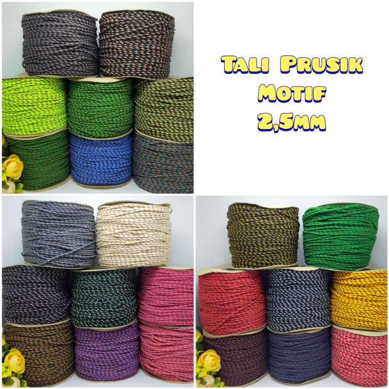 Tali Prusik 2,5mm Tali Prusik Meteran Tali Gelang Tali Starp Masker Tali Gradasi