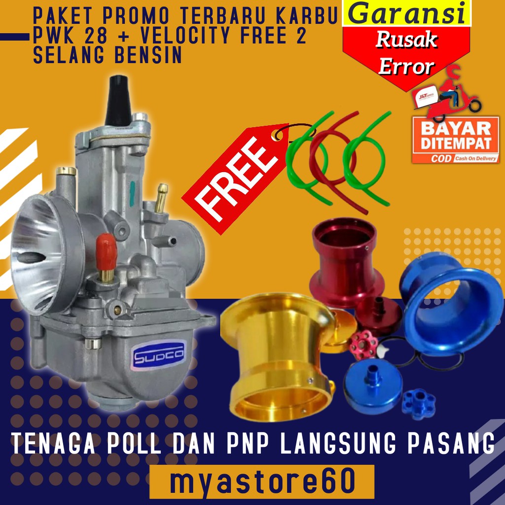 PAKET PROMO TERBARU KARBURATOR KARBU CARBURATOR PWK 28 PWK28 + VELOCITY FREE 2 SELANG BENSIN