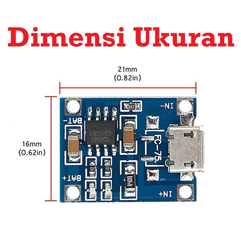 [HAEBOT] Mini Baterai charger module Cas lithium ion Lion TP4056 5V 1A Micro Usb Led Indikator