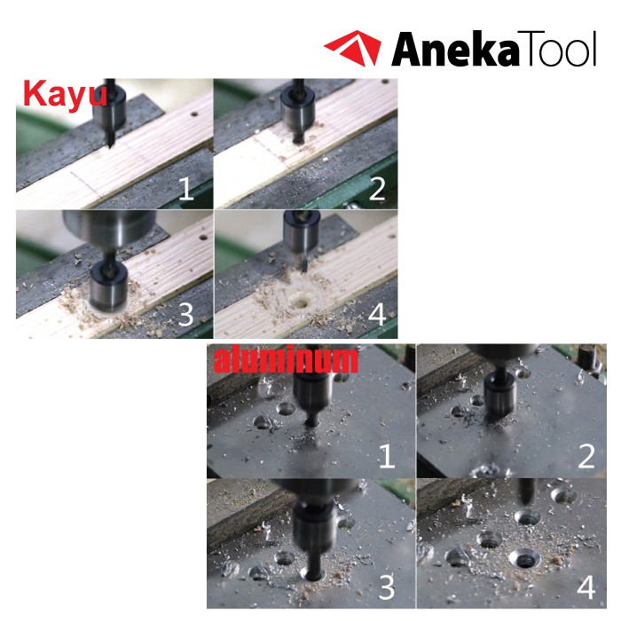 AT Mata Bor Kayu dengan Countersink / Woodworking Champer (7 Pc)