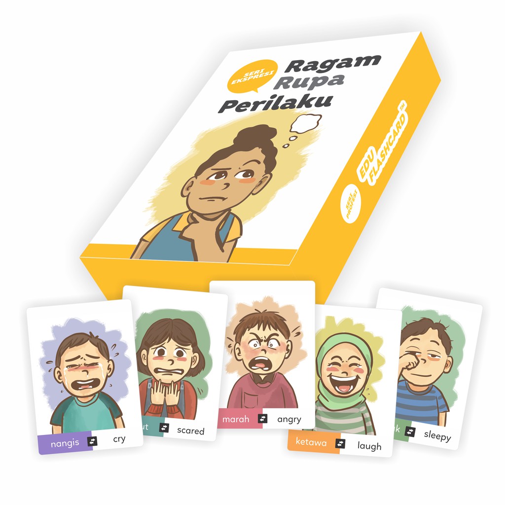 Edu Flash Card Expression Kartu Mainan Anak Seri Ekspresi Gambar Kartun Emosi Ragam Rupa Perilaku Shopee Indonesia