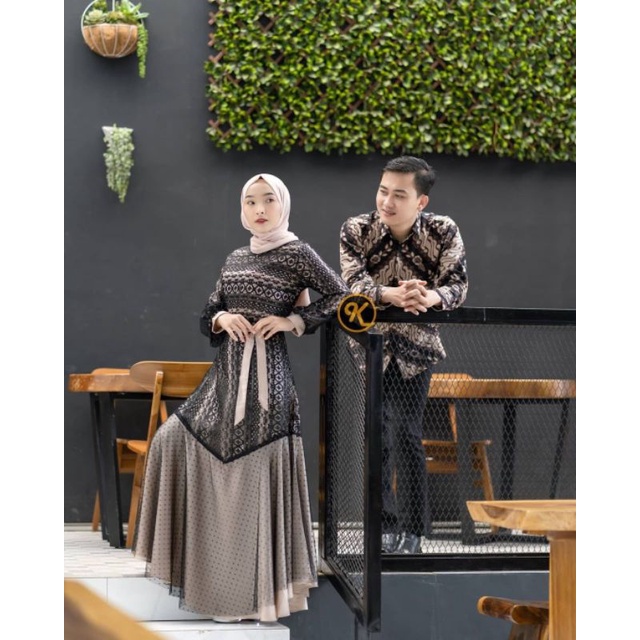 DRESS COUPLE KEMEJA BATIK NILAM BLACK | DRESS TERBARU DRESS LEBARAN BAJU PESTA TERBARU