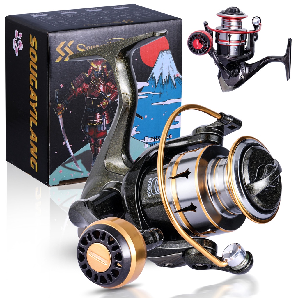 Reel Pancing Max Drag 12lb Rasio 5.2: 1 Gagang Metal Untuk Memancing Di Air Tawar Fishing Reel