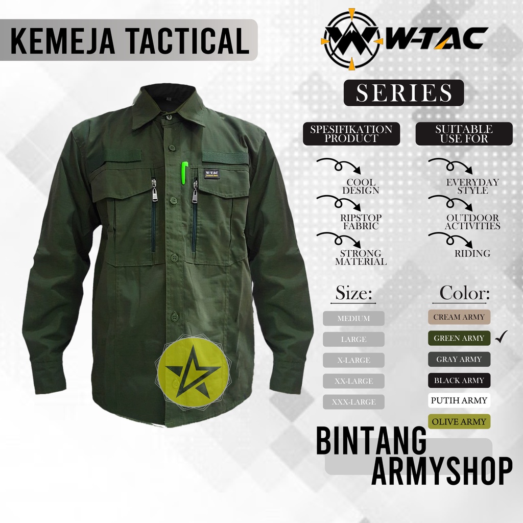 (BEST SELLER) KEMEJA PRIA TACTICAL W-TAC LENGAN PANJANG / BAJU TACTICAL HEM / LAPANGAN PDL / PDH / KEMEJA TAKTIKAL