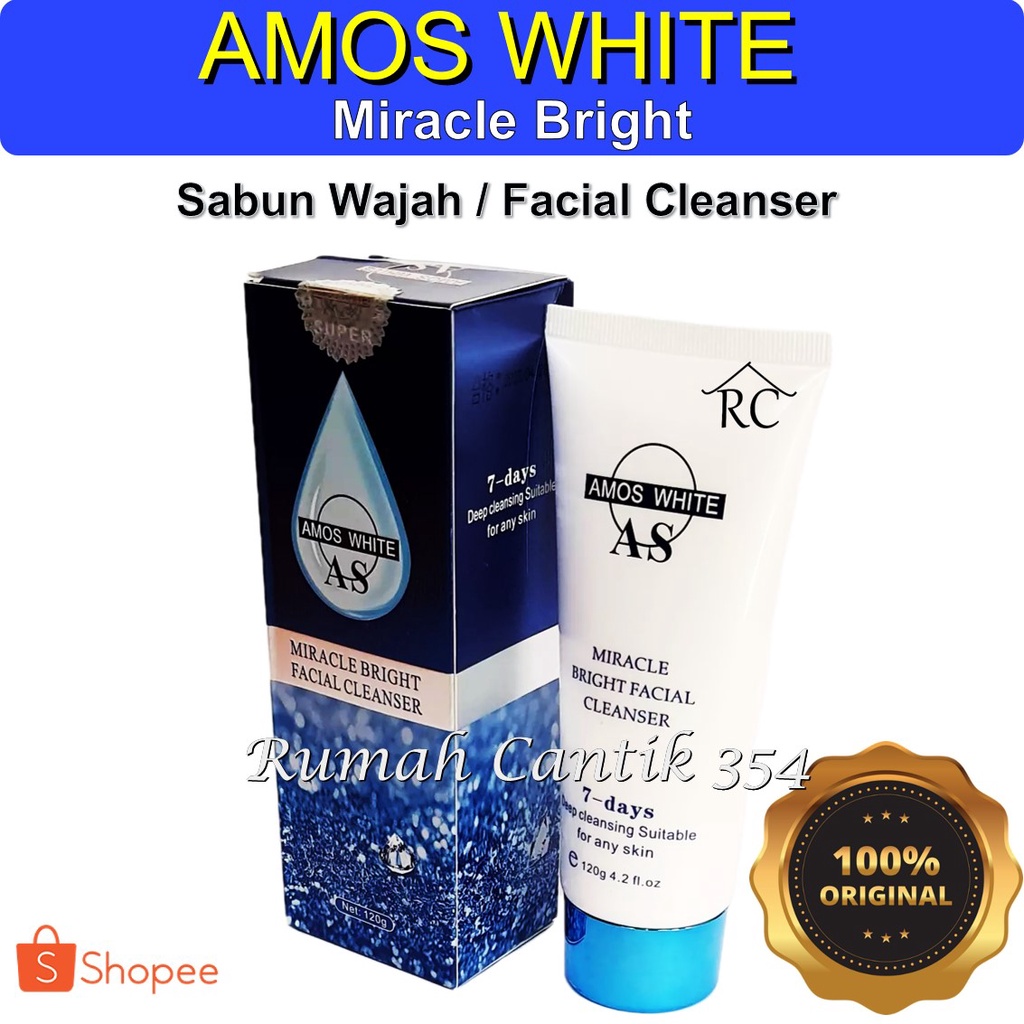 Amos White Miracle Bright Facial Cleanser 120gr Rumah Cantik 354 Amos White Sabun Pembersih Wajah Sabun Cuci Wajah Amos