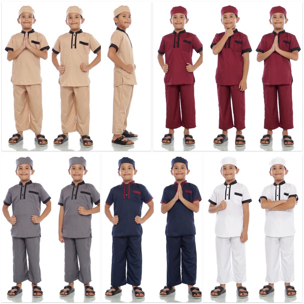 (Jamin Realpict) Set Baju Koko Anak 6-8th Toyobo Premium Setelan Kemeja Celana Koko Kids Muslim