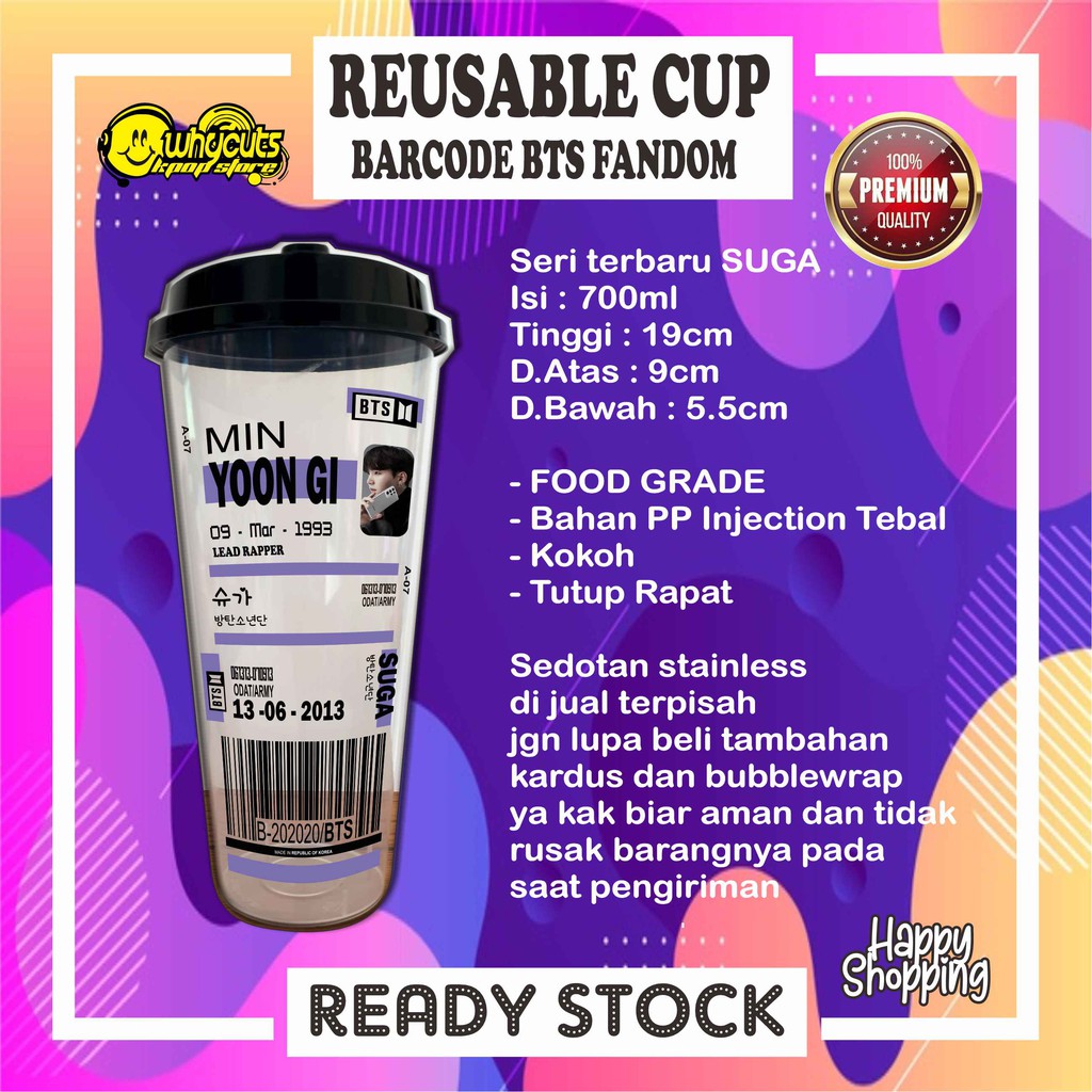 [WAJIB BACA DESKRIPSI PRODUK] REUSABLE CUP BTS BARCODE BARU (READY STOCK)