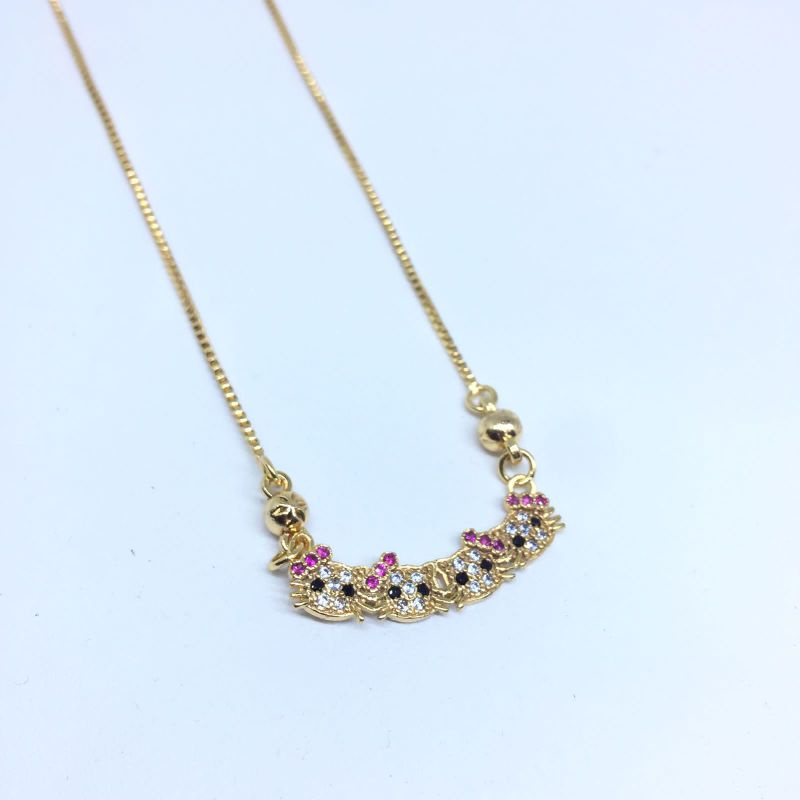 Kalung Hello Kitty Kepala 4 Permata Kalung Italy Anak Cantik Elegan