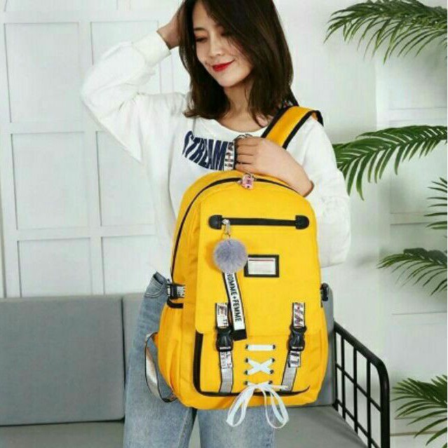 Ransel Anak Pita Tengah No Pompom backpack koreanstyle BISA COD