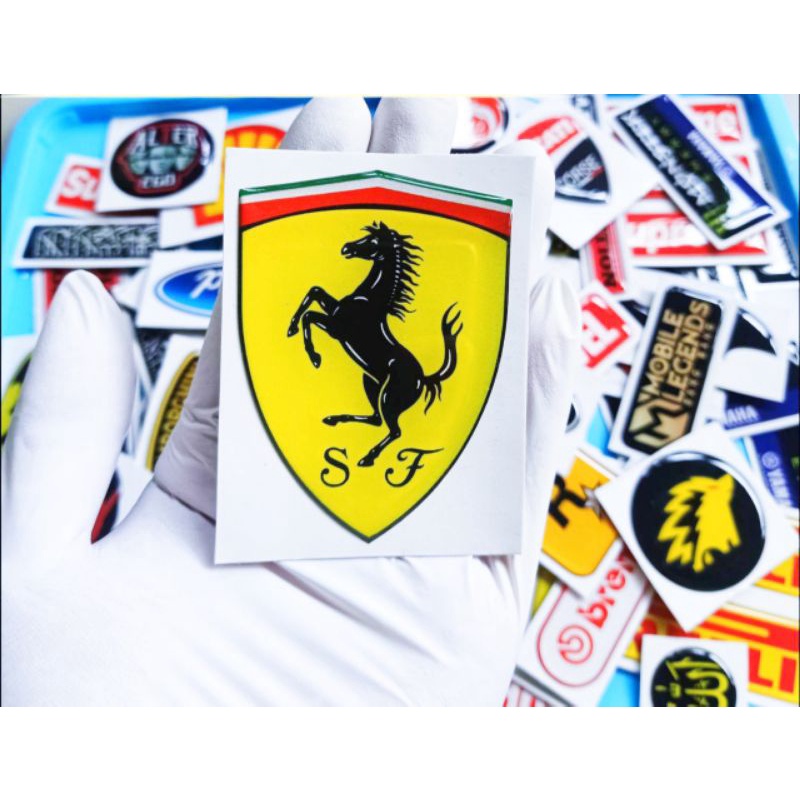 Stiker timbul resin lentur sticker emblem logo Ferrari