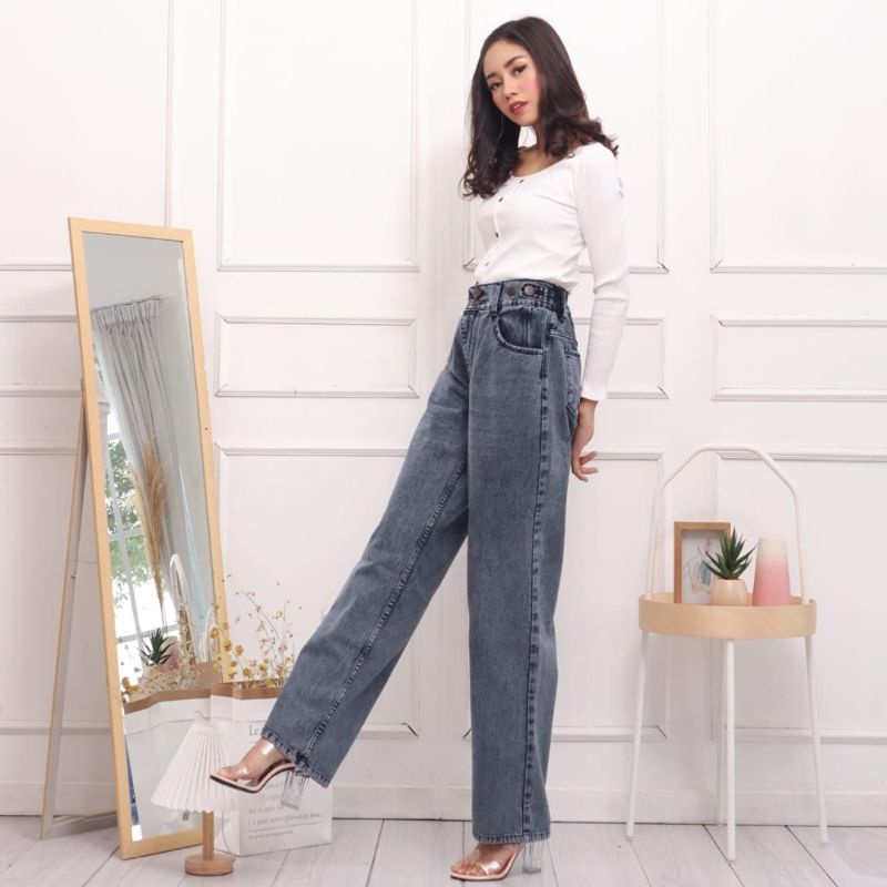 EP- CELANA JEANS DIORA  KULOT WANITA CEWEK KANCING 2/ KULOT KANCING PINGGANG MODEL KEKINIAN