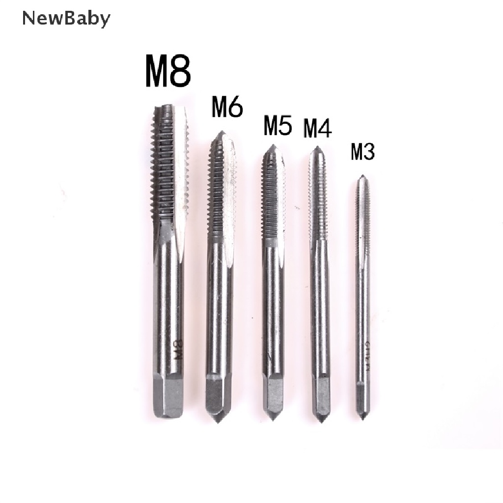 5pcs / Set Alat tapping Tangan Lurus Flute M3 M4 M5 M6 M8 3mm - 8mm