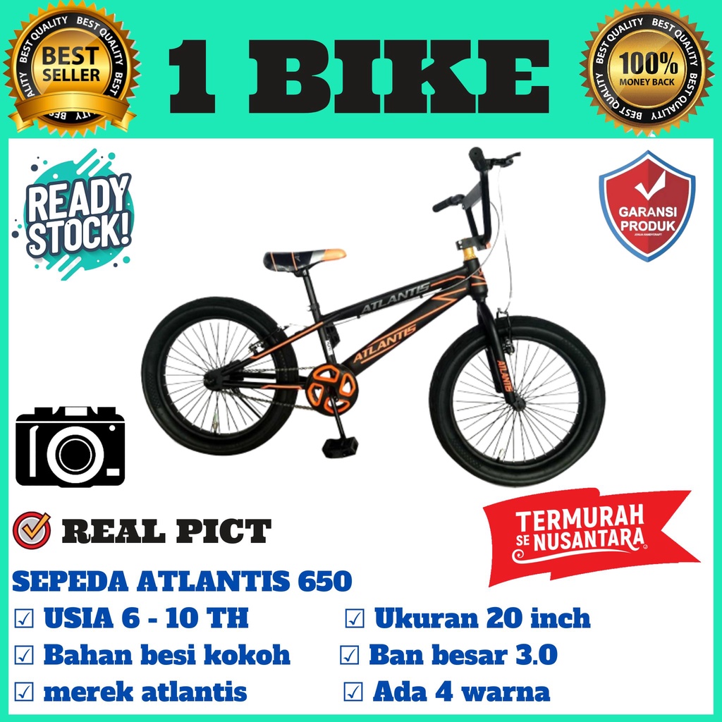 Sepeda anak 20 BMX Atlantis at 650 X cyclon ban besar dan kecil