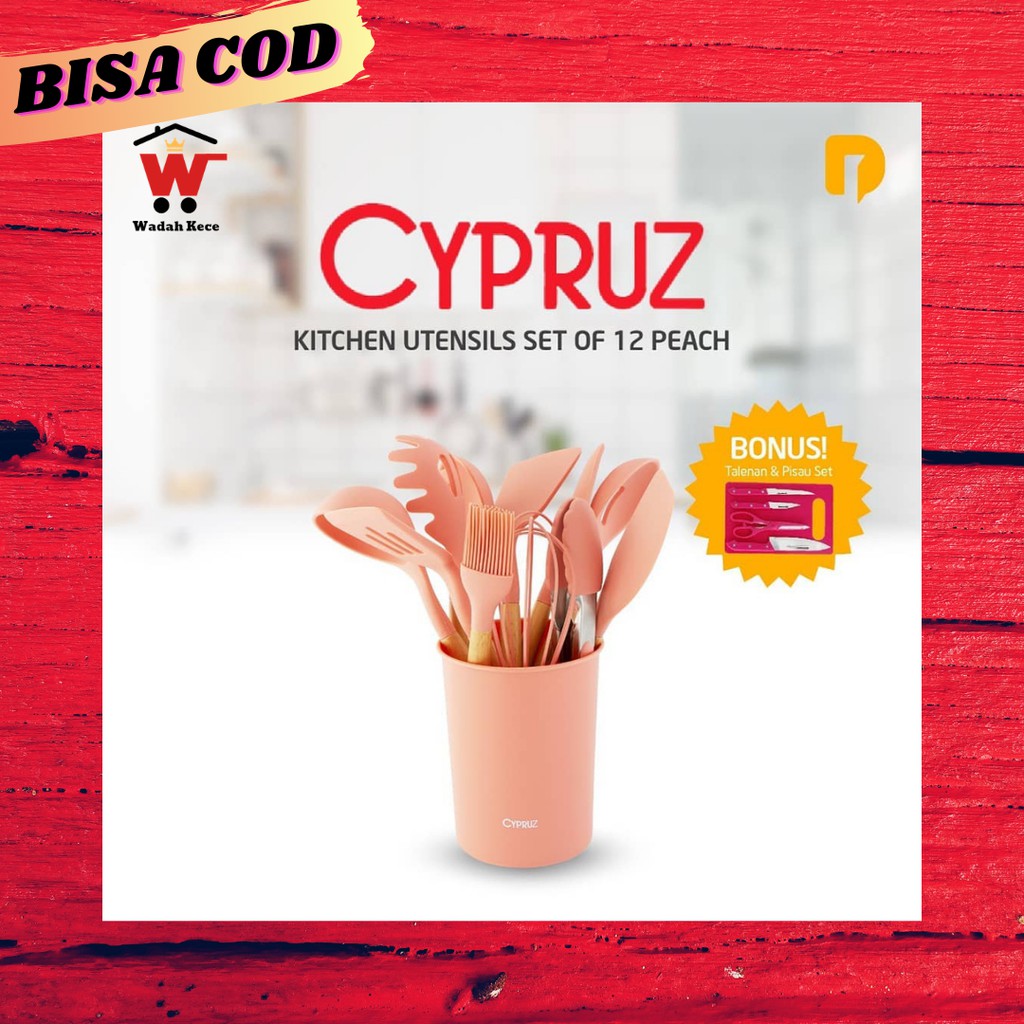 CYPRUZ KITCHEN UTENSILS PEACH / ALAT MASAK / ALAT MASAK SET / ALAT DAPUR / SPATULA / PENGOCOK TELUR